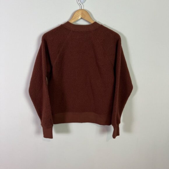 Everlane Renew Brown Long Sleeve Sherpa Crewneck Sweatshirt New Size Medium - Picture 2 of 7